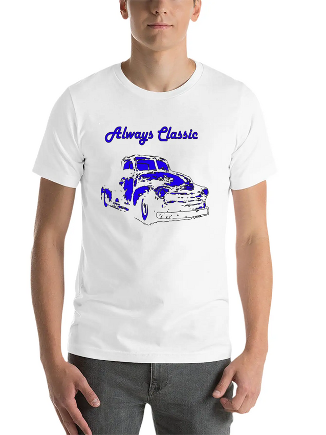 1950 Chevy Truck Neon Blue Classic Cotton Tee – Unisex Comfort For Any Season