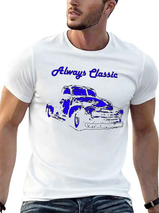1950 Chevy Truck Neon Blue Classic Cotton Tee – Unisex Comfort For Any Season