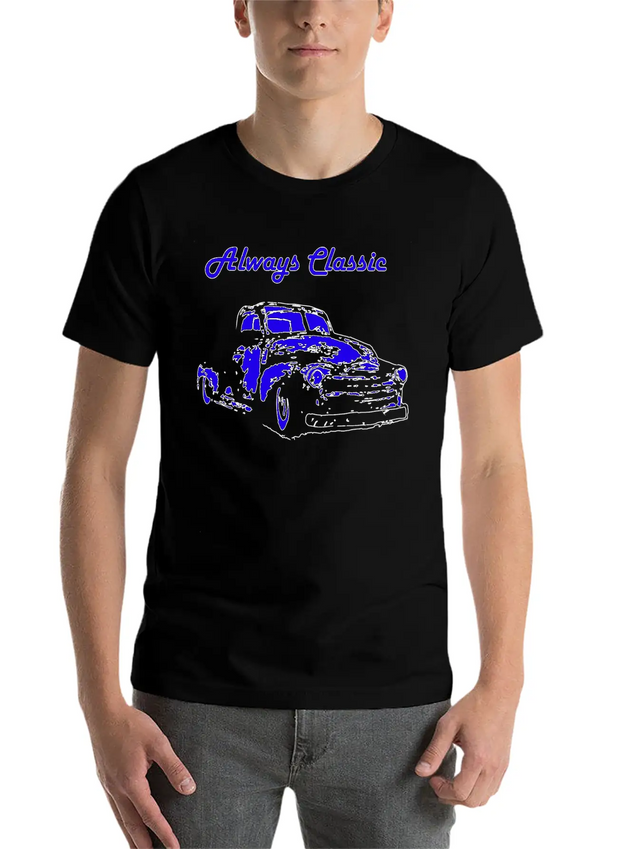 1950 Chevy Truck Neon Blue Classic Cotton Tee – Unisex Comfort For Any Season