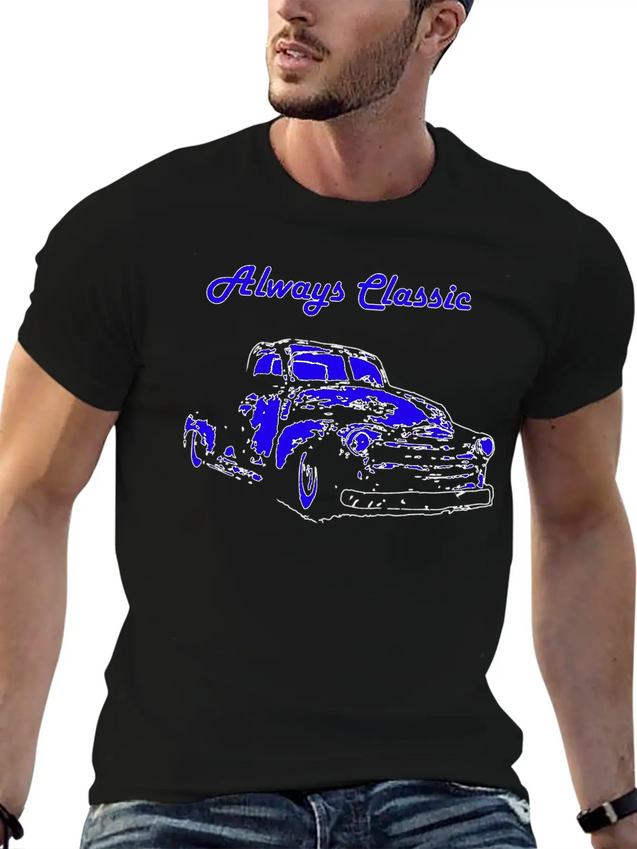 1950 Chevy Truck Neon Blue Classic Cotton Tee – Unisex Comfort For Any Season