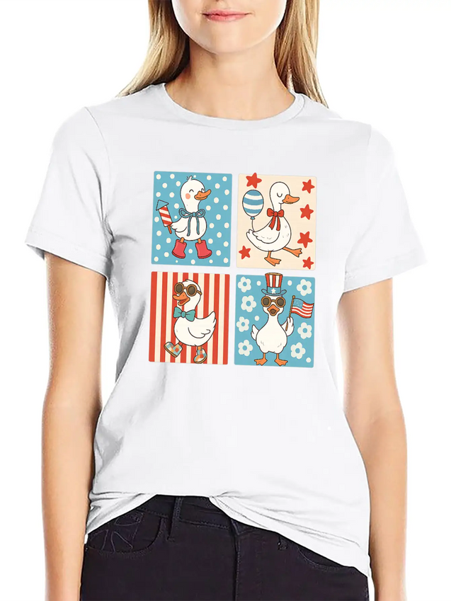 4th Of July Goose Patriotic Goose Classic Cotton Tee – Unisex Comfort For Any Season