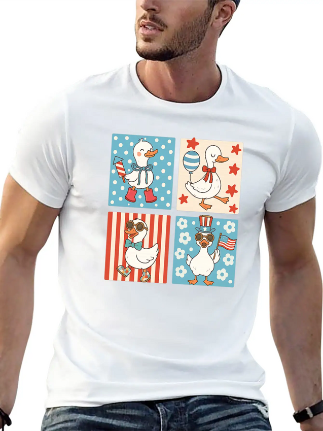4th Of July Goose Patriotic Goose Classic Cotton Tee – Unisex Comfort For Any Season