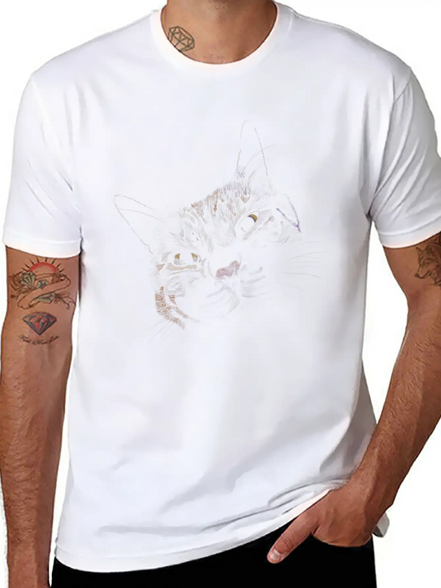 "Lovey Cat" Jamie's Hand-Drawn Cat Collection Classic Cotton Tee – Unisex Comfort For Any Season