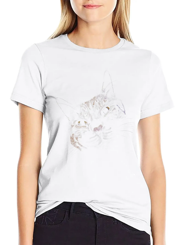 "Lovey Cat" Jamie's Hand-Drawn Cat Collection Classic Cotton Tee – Unisex Comfort For Any Season
