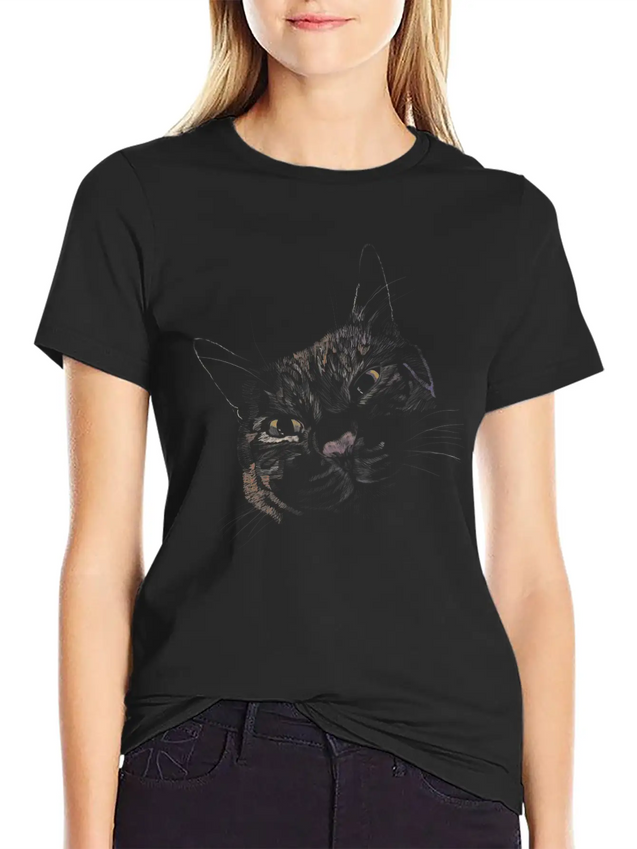 "Lovey Cat" Jamie's Hand-Drawn Cat Collection Classic Cotton Tee – Unisex Comfort For Any Season